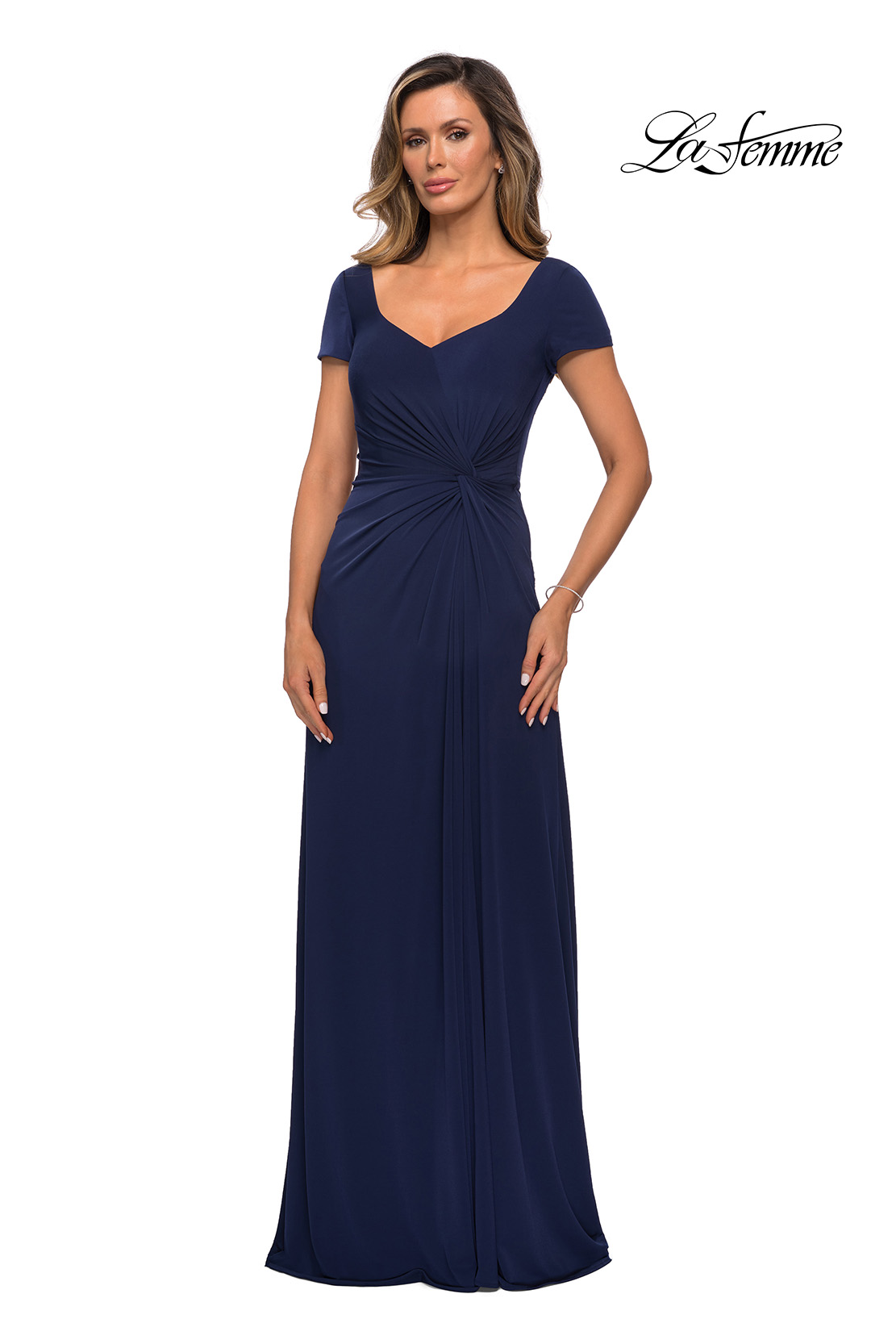Navy Jersey Mother of the Bride Dress Style 27872