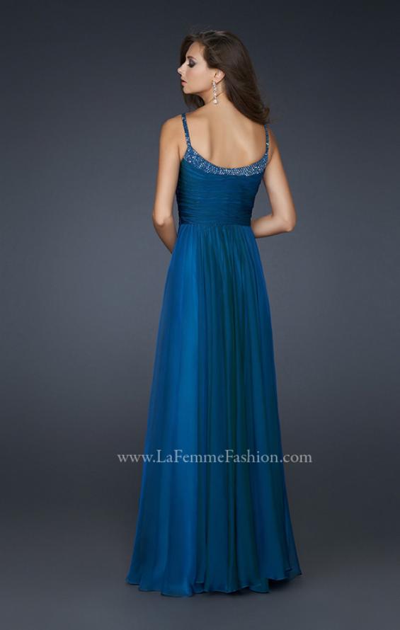 Picture of: Scoop Neck Chiffon Prom Dress with Pleated Center Front in Blue, Style: 17435, Back Picture