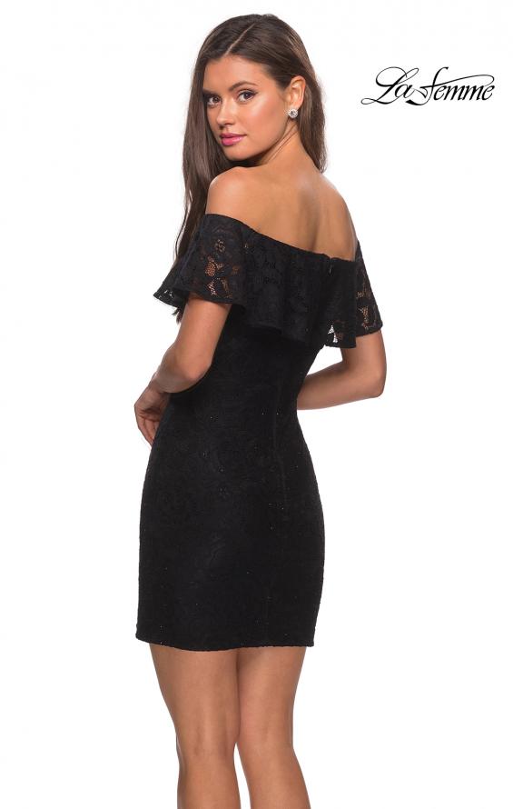 Picture of: Off The Shoulder Form Fitting Lace Party Dress in Black, Style: 28147, Detail Picture 2