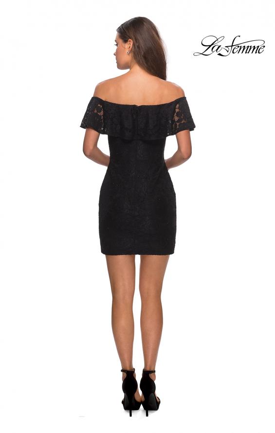 Picture of: Off The Shoulder Form Fitting Lace Party Dress in Black, Style: 28147, Detail Picture 6