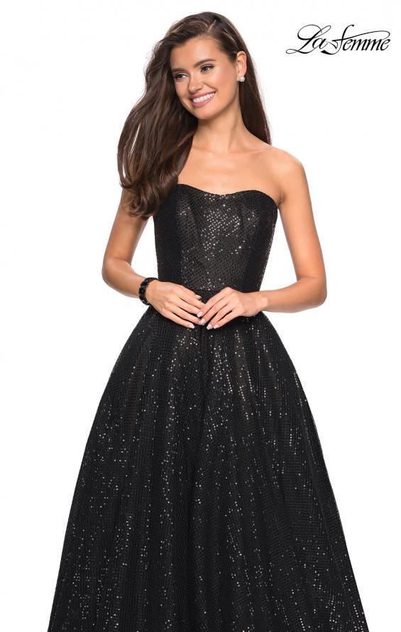 Picture of: Black Strapless Fully sequin Formal Prom Gown in Black, Style: 27467, Detail Picture 1