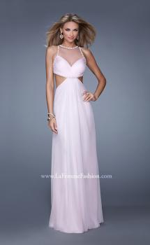 Picture of: Long Halter Prom Dress with Cut Outs and Open Back in Pink, Style: 21090, Main Picture