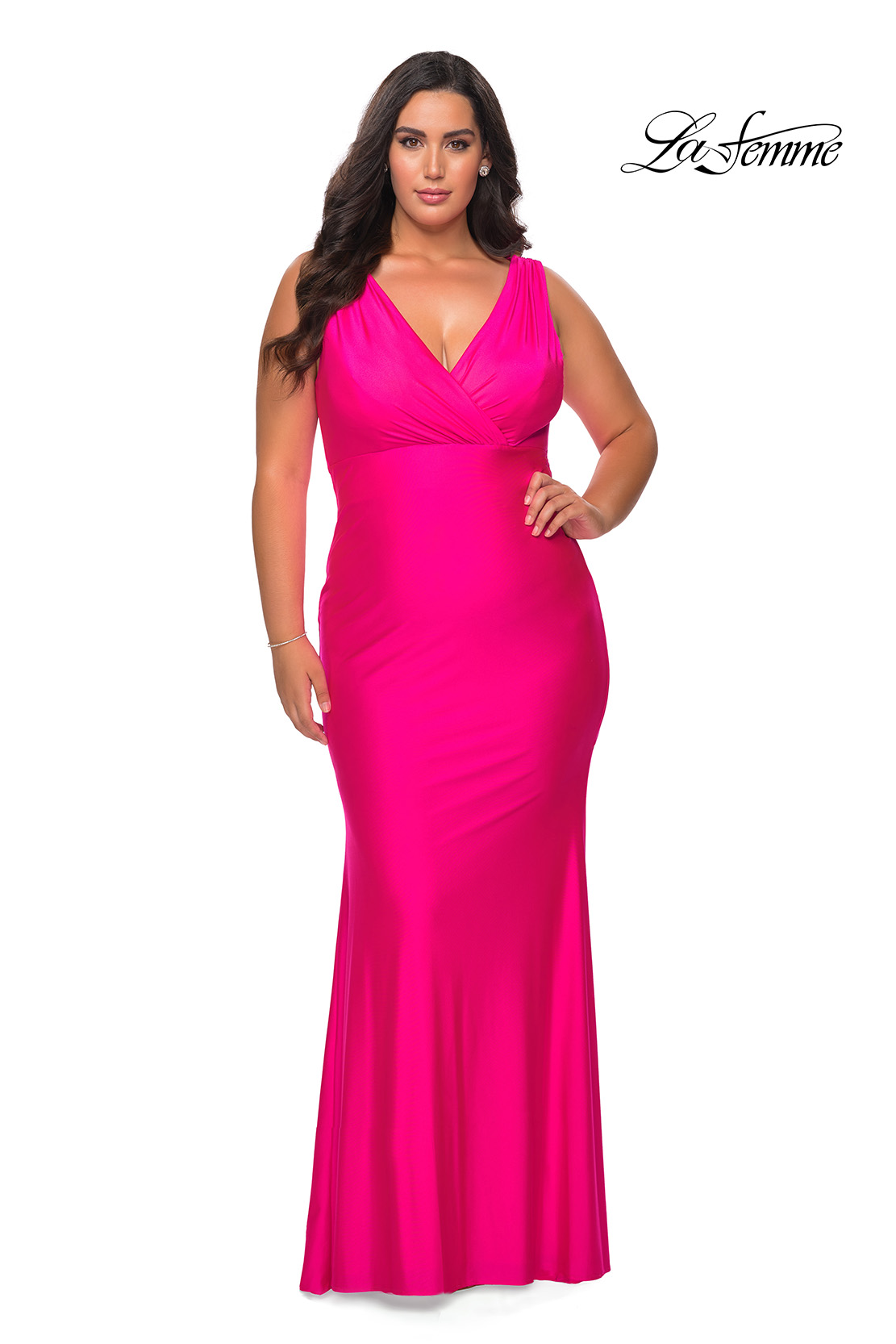 Neon Pink Fitted Plus Size Dress