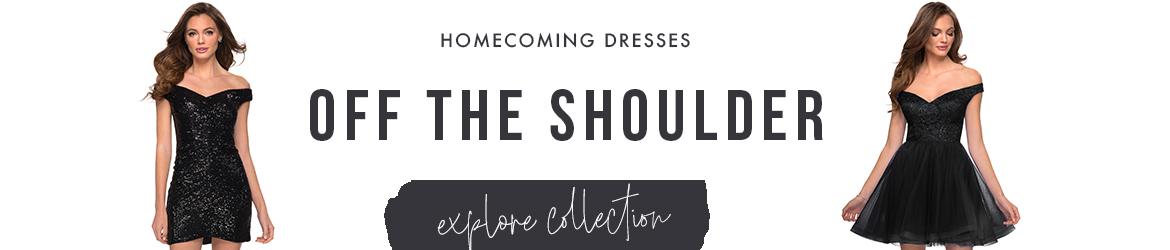 off the shoulder homecoming dresses