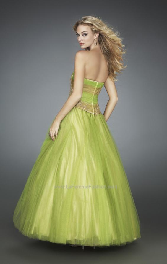 Picture of: Multi Toned Long Prom Dress with Lace Appliques in Green, Style: 11788, Back Picture