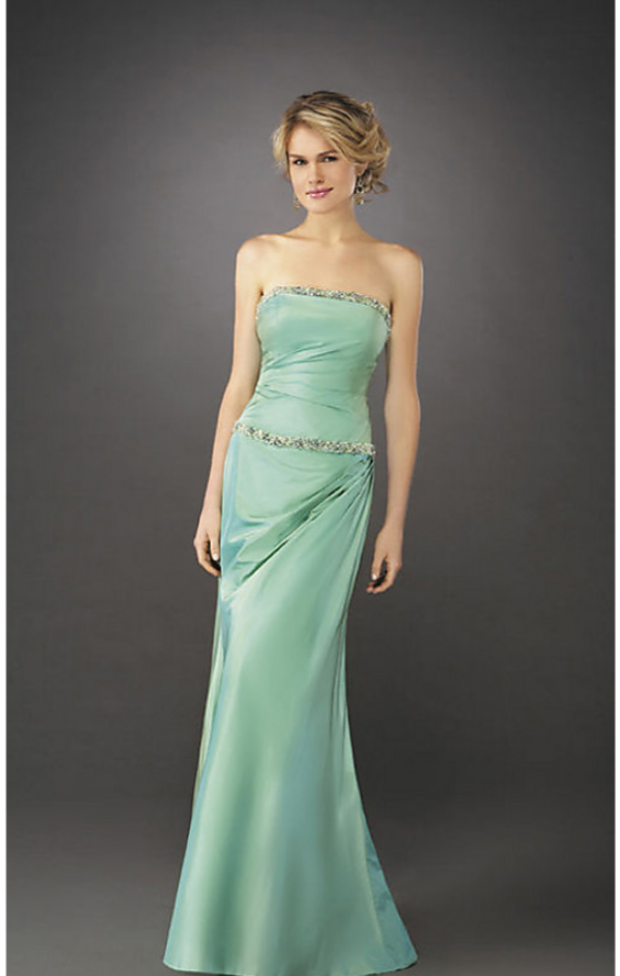 Picture of: Elegant Fitted Prom Dress with Side Ruching and Beads in Green, Style: 12525, Main Picture