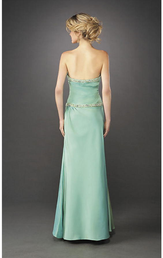 Picture of: Elegant Fitted Prom Dress with Side Ruching and Beads in Green, Style: 12525, Back Picture