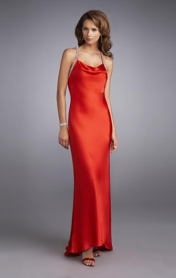 Picture of: Cowl Neck Prom Dress with Sparkling Straps in Red, Style: 13186, Main Picture