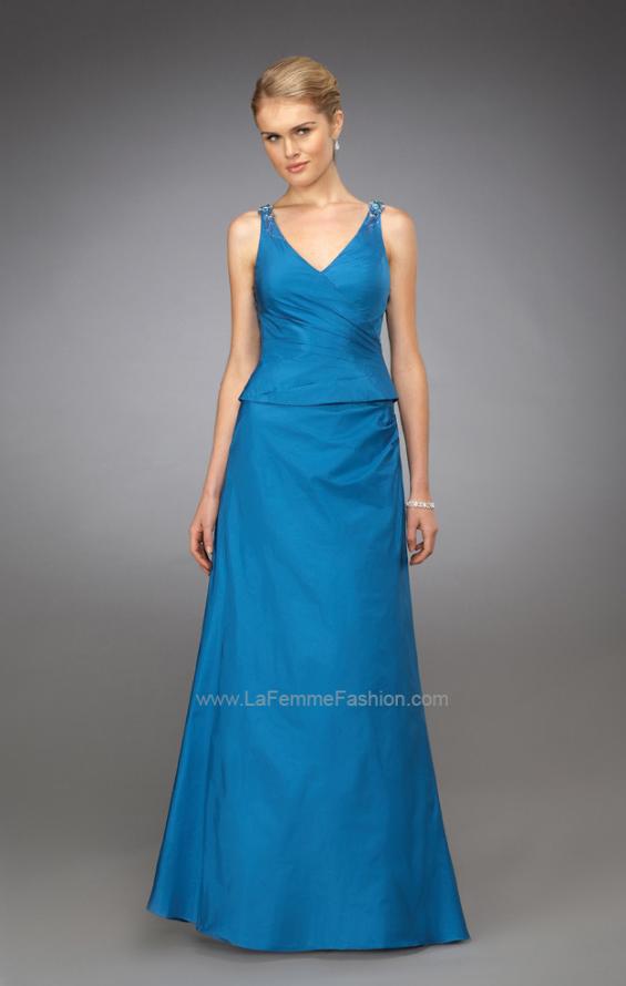 Picture of: Long Dress with Ruched Bodice and Embellished Straps in Blue, Style: 13673, Main Picture
