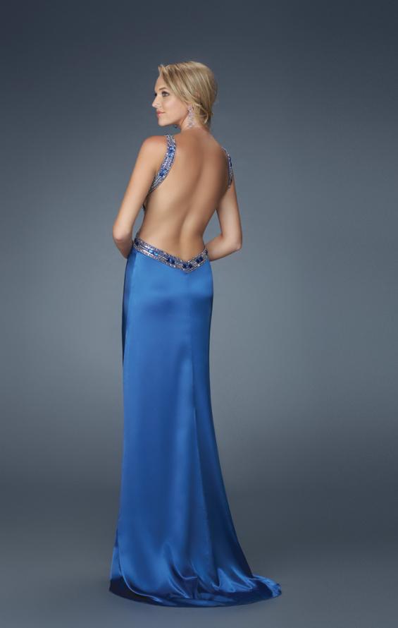 Picture of: Prom Dress with Sweetheart Neck, Belt, and Cut Outs in Blue, Style: 14572, Back Picture