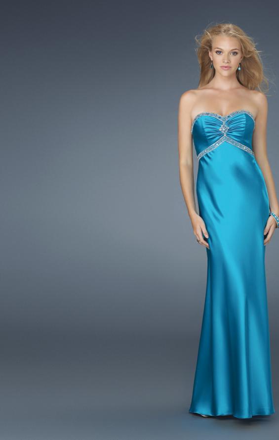 Picture of: Strapless Prom Dress with Beaded Neckline in Blue, Style: 14574, Main Picture