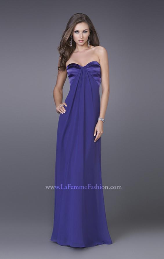 Picture of: Strapless Prom Gown with Satin Bust and Chiffon Skirt in Purple, Style: 14589, Detail Picture 2