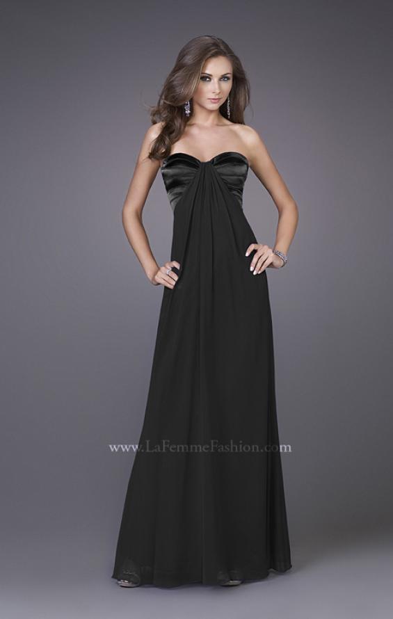 Picture of: Strapless Prom Gown with Satin Bust and Chiffon Skirt in Black, Style: 14589, Detail Picture 4