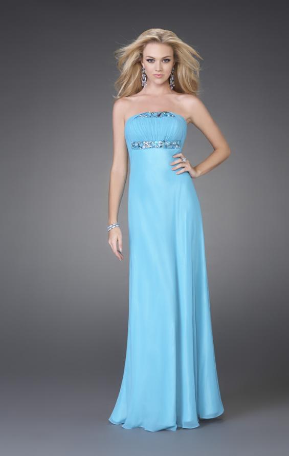 Picture of: Strapless Prom Gown with Cluster Beading and Cut Outs in Aqua, Style: 15081, Main Picture