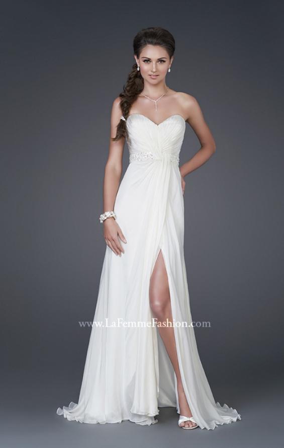 Picture of: Sweetheart Neckline with Ruched Bodice and Slit in White, Style: 15368, Main Picture
