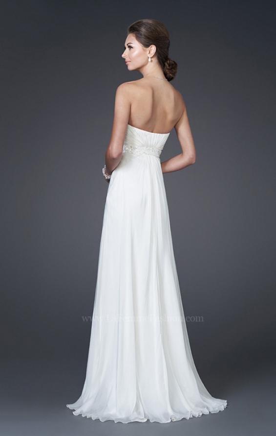 Picture of: Sweetheart Neckline with Ruched Bodice and Slit in White, Style: 15368, Back Picture