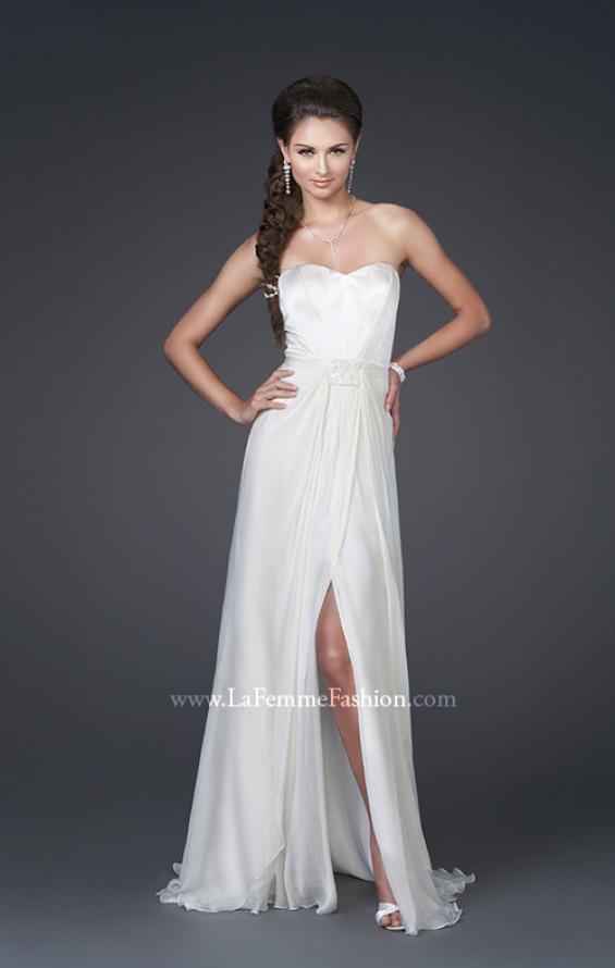 Picture of: Silk Long Gown with Corset Top and Chiffon Skirt in White, Style: 15586, Main Picture