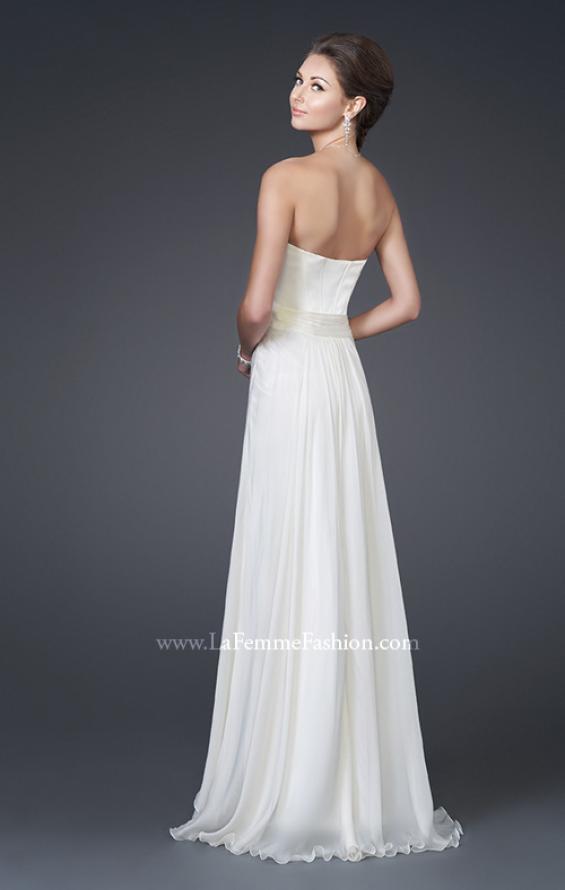 Picture of: Silk Long Gown with Corset Top and Chiffon Skirt in White, Style: 15586, Back Picture