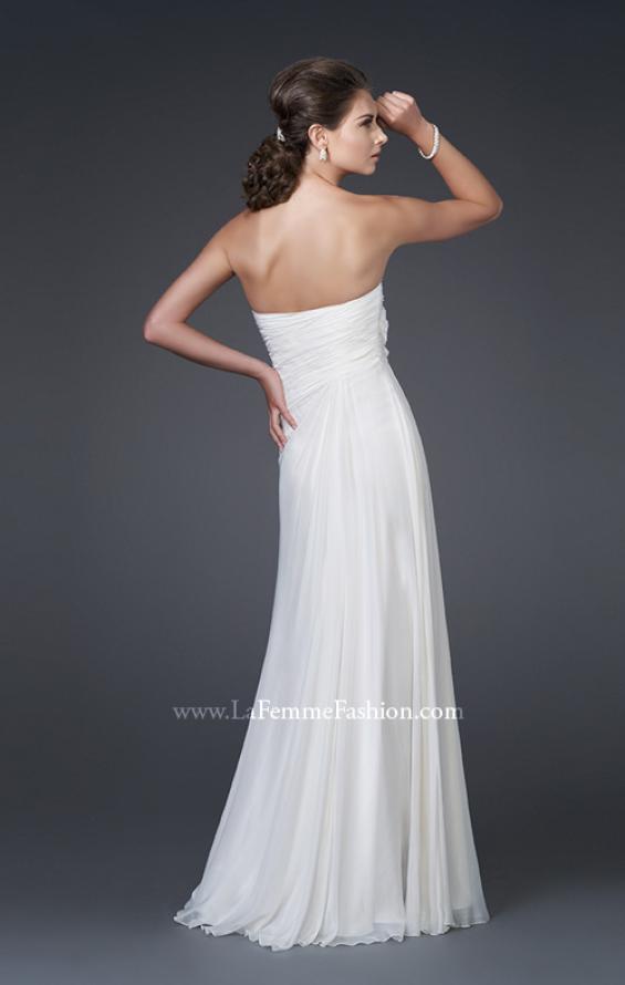 Picture of: Floral Embellished Silk Chiffon Gown with Ruching in White, Style: 15648, Back Picture