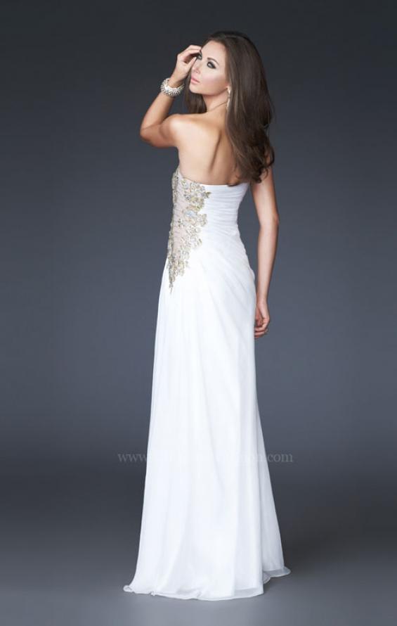 Picture of: Strapless Prom Dress with Sheer Embellished Detail in White, Style: 15985, Back Picture