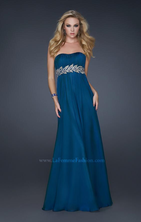 Picture of: Strapless Empire Waist Gown with Detailed Waistband in Nude, Style: 15986, Detail Picture 4