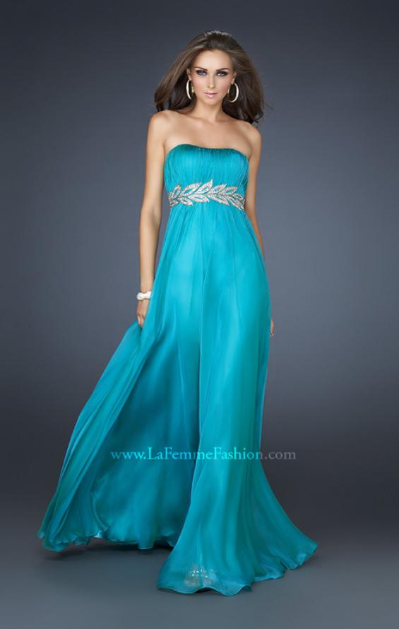 Picture of: Strapless Empire Waist Gown with Detailed Waistband in Blue, Style: 15986, Detail Picture 6