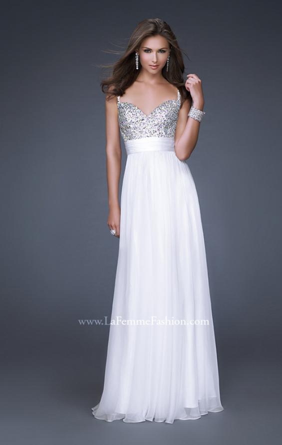 Picture of: Jewel Encrusted Prom Gown with A-line Skirt in Blue, Style: 16802, Detail Picture 1