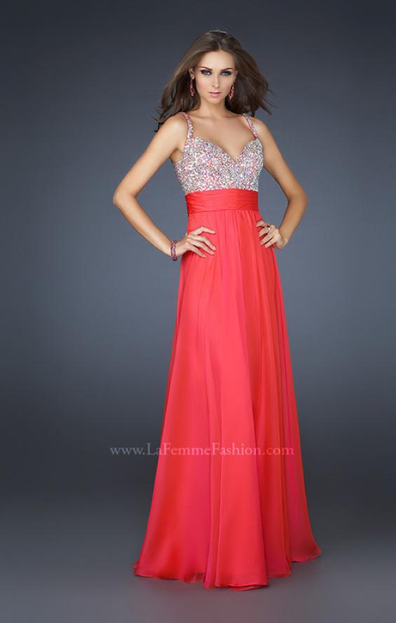 Picture of: Jewel Encrusted Prom Gown with A-line Skirt in Blue, Style: 16802, Detail Picture 3