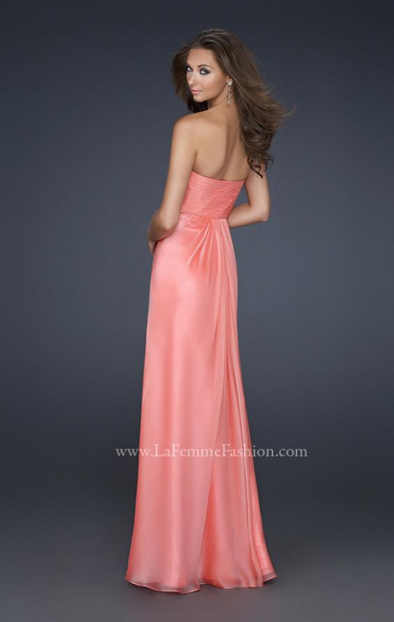 Picture of: Strapless Incrusted Chiffon Prom Dress with Gathering in Orange, Style: 17037, Back Picture