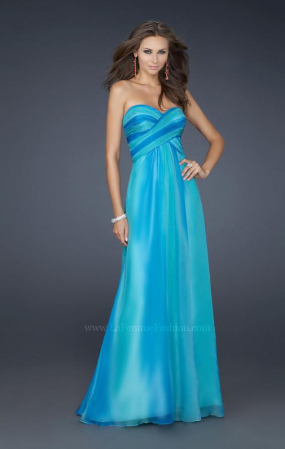 Picture of: Sweetheart Chiffon Dress with Beaded Straps and Train in Blue, Style: 17167, Main Picture
