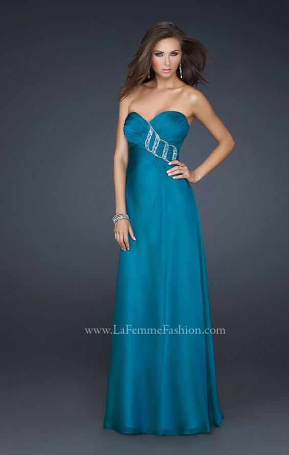 Picture of: Chiffon Prom Dress with Beading and Sweetheart Neck in Blue, Style: 17180, Detail Picture 1
