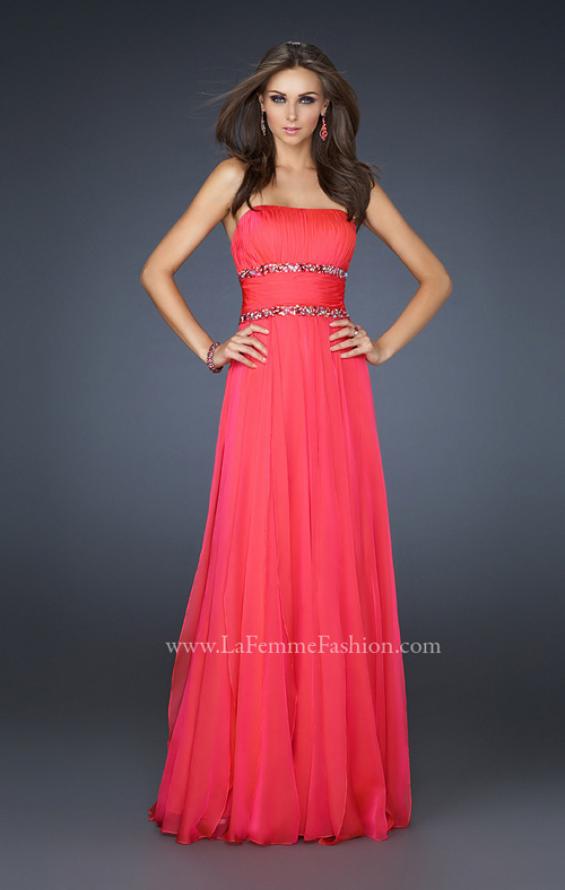 Picture of: Simple Long Prom Dress with Beaded Waist in Red, Style: 17264, Detail Picture 2