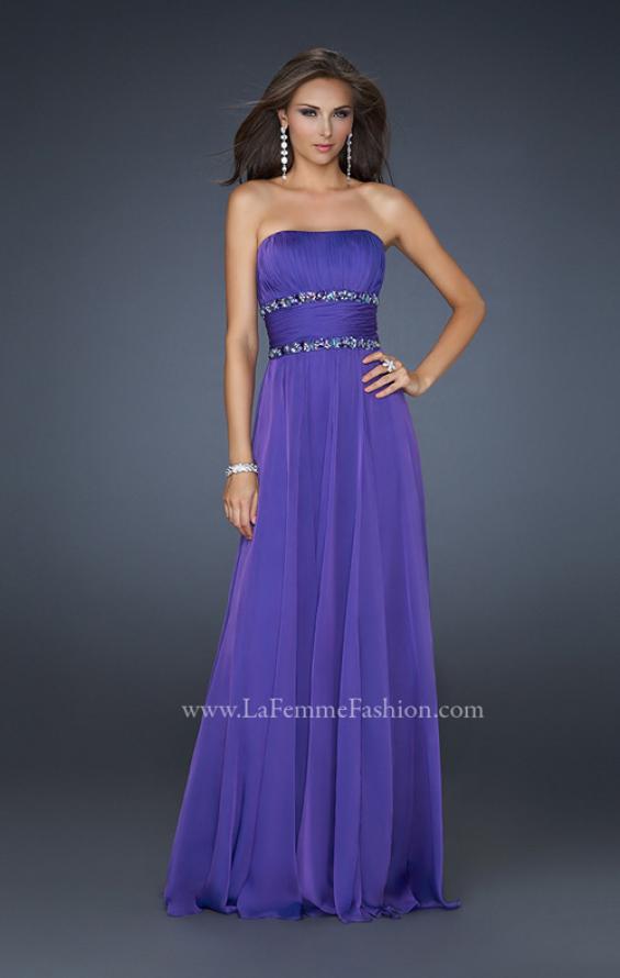 Picture of: Simple Long Prom Dress with Beaded Waist in Purple, Style: 17264, Detail Picture 3