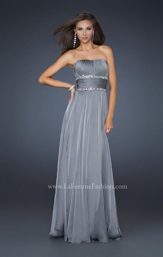 Picture of: Simple Long Prom Dress with Beaded Waist in Silver, Style: 17264, Detail Picture 4