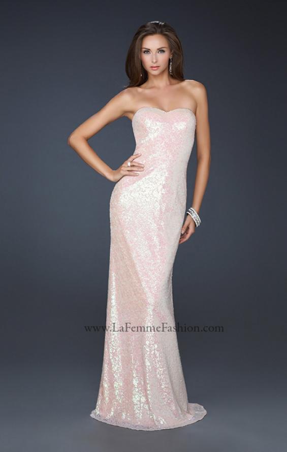Picture of: Strapless Sequined Prom Dress with Bottom Flare in Pink, Style: 17369, Detail Picture 1