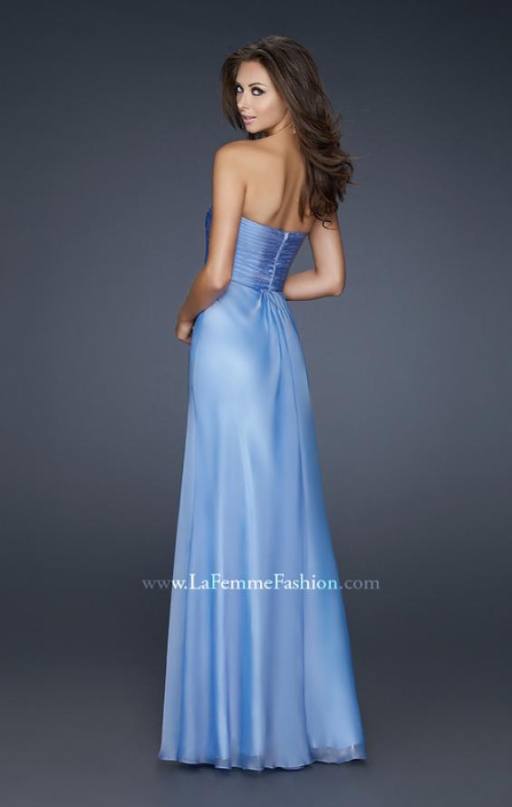 Picture of: Strapless Chiffon Gown with Elegant Draped Fit in Blue, Style: 17443, Back Picture