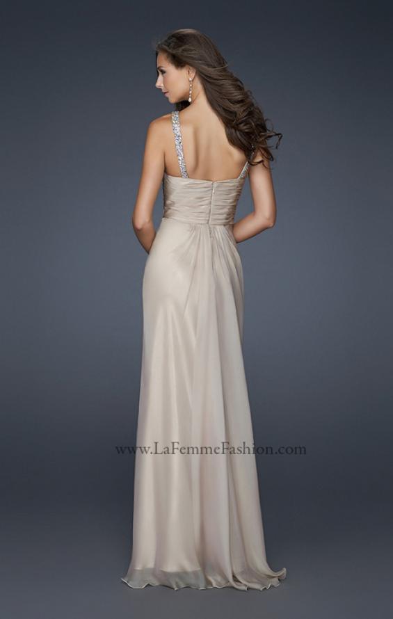 Picture of: Halter Top Dress with Beaded Straps and Draped Effect in Nude, Style: 17452, Back Picture
