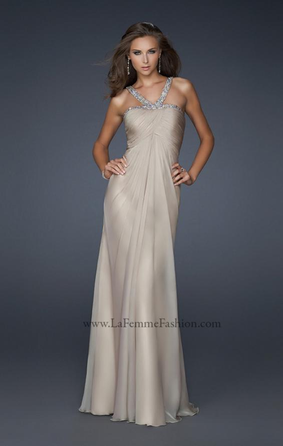 Picture of: Halter Top Dress with Beaded Straps and Draped Effect in Nude, Style: 17452, Detail Picture 1