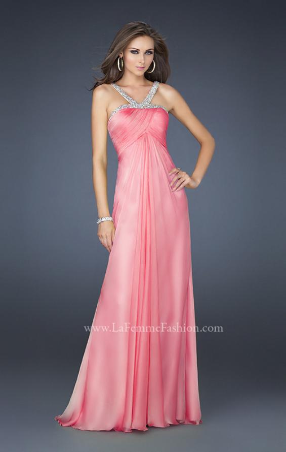 Picture of: Halter Top Dress with Beaded Straps and Draped Effect in Pink, Style: 17452, Detail Picture 2