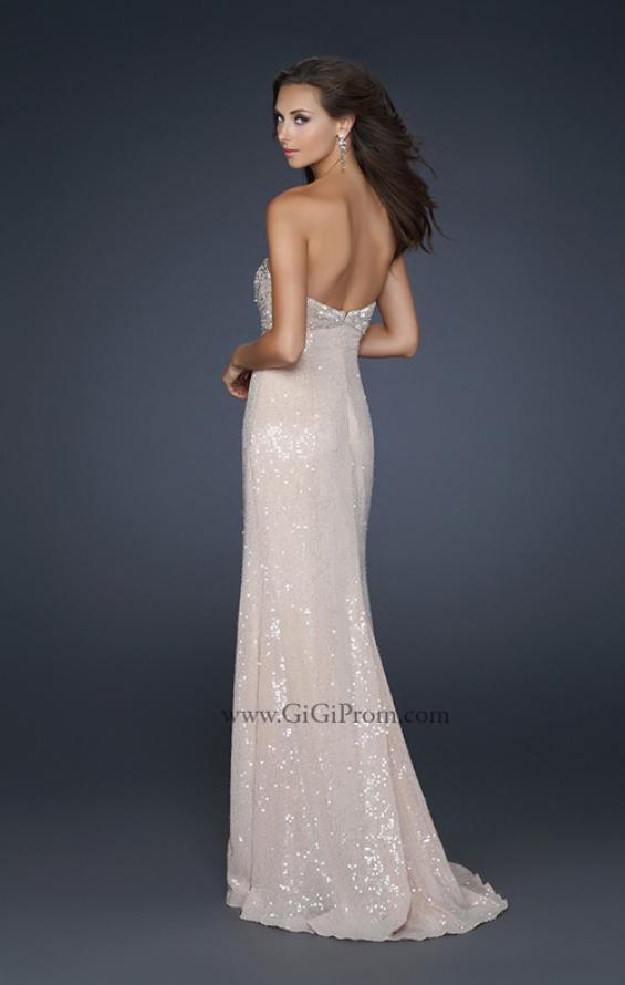 Picture of: Sexy Strapless Sequined Prom Dress with Beading and Slit in Nude, Style: 17466, Back Picture