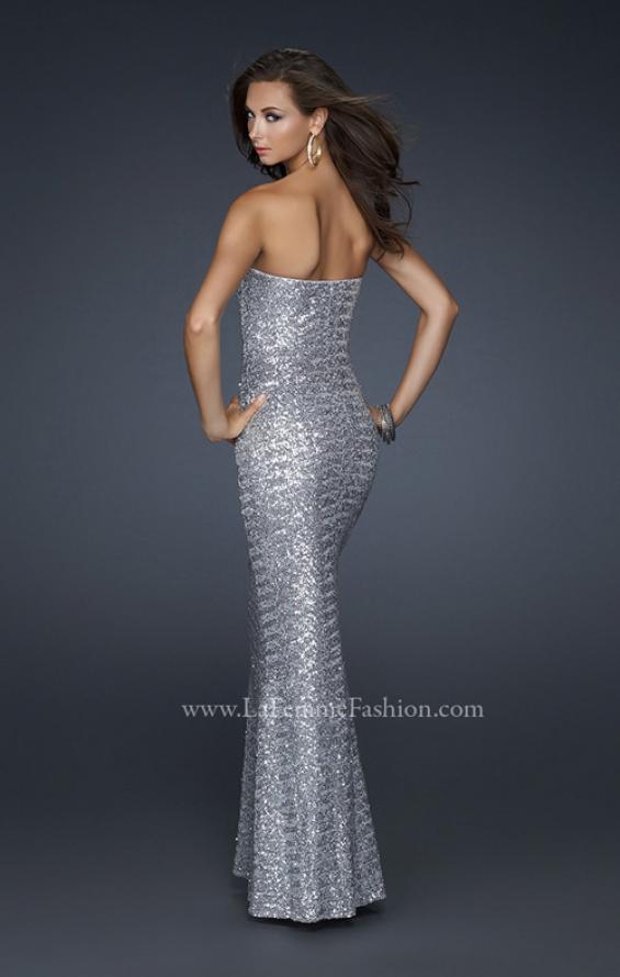 Picture of: Stretch Sequin Mermaid Prom Dress with Beaded Detail in Silver, Style: 17495, Detail Picture 4