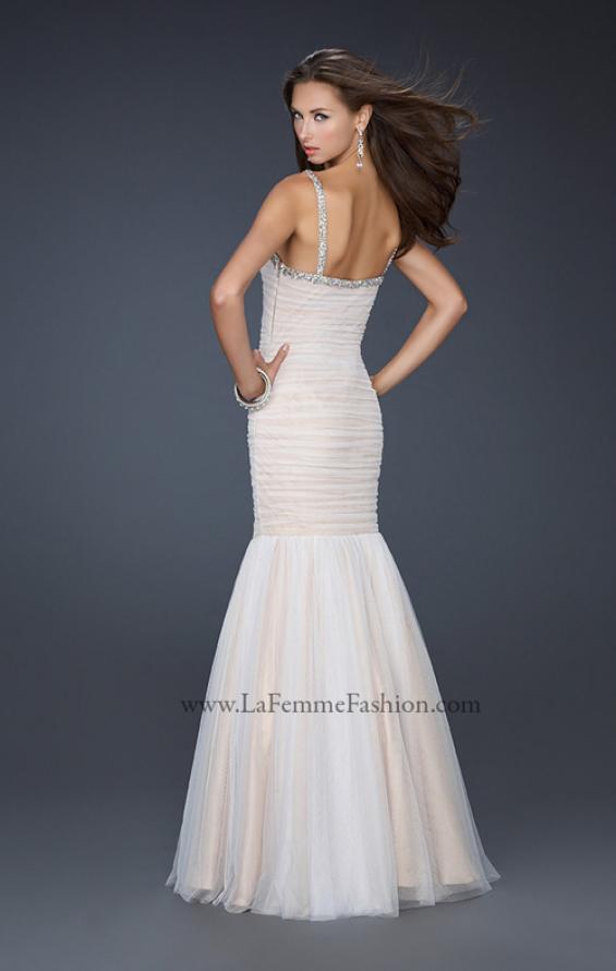 Picture of: Form Fitting Mermaid Dress with Beaded Neckline in White, Style: 17508, Detail Picture 2