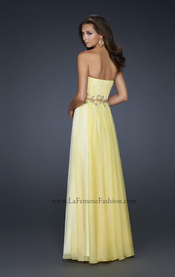 Picture of: Strapless Chiffon Prom Dress with Beaded Waistband in Yellow, Style: 17515, Back Picture