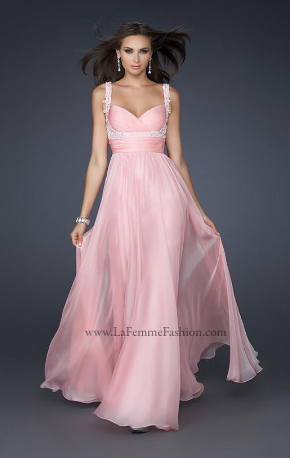 Picture of: Empire Waist Chiffon Prom Gown with Embellishments in Pink, Style: 17542, Main Picture