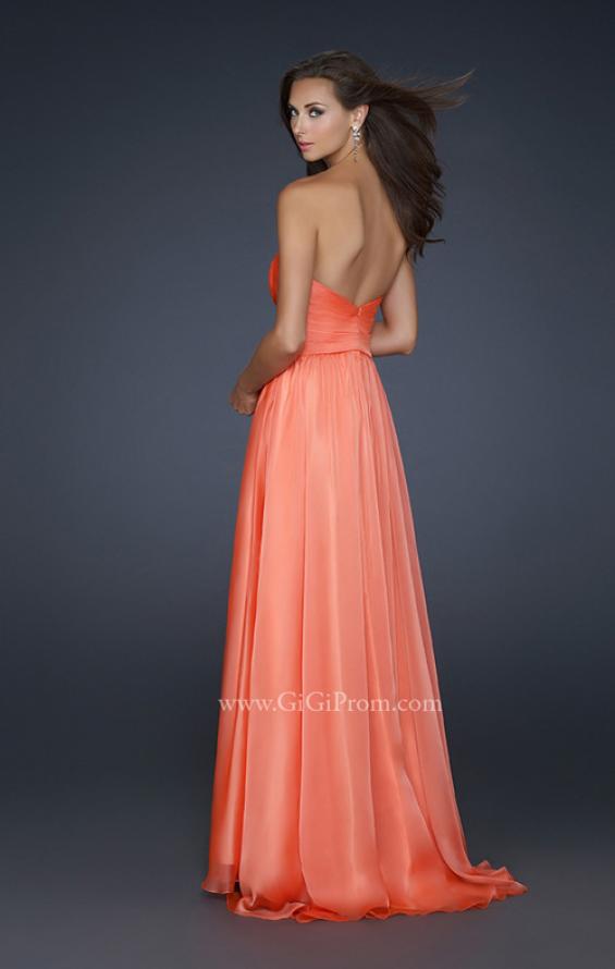 Picture of: Full Length Chiffon Dress with Accent Beading in Orange, Style: 17558, Back Picture