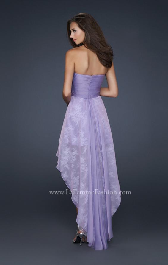 Picture of: Strapless Prom Dress with Corset Bodice and High Low Hem in Purple, Style: 17576, Back Picture
