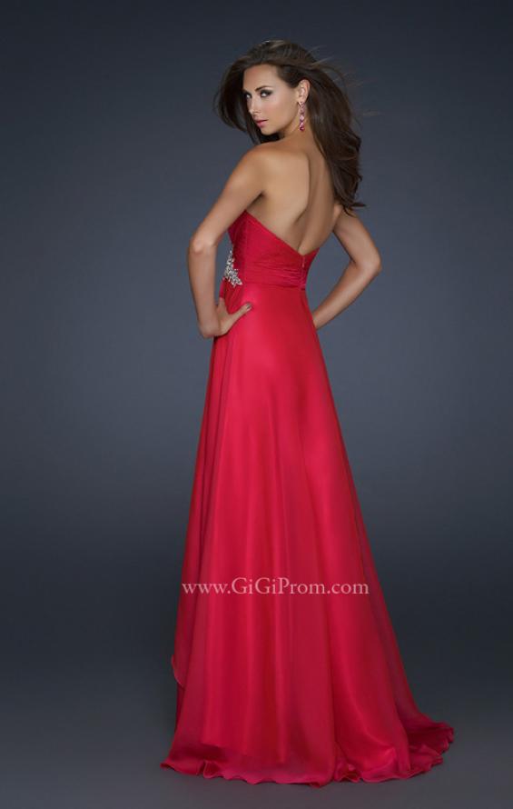 Picture of: Chiffon One Shoulder Prom Dress with Beading in Pink, Style: 17622, Back Picture
