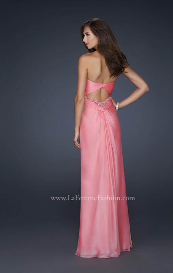 Picture of: Long Chiffon Prom Dress with Open Back and Beading in Orange, Style: 17651, Back Picture