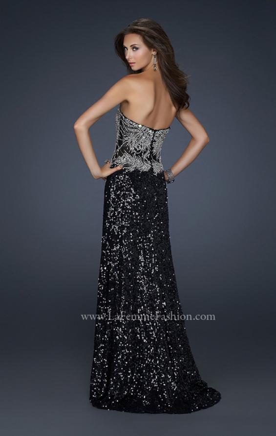 Picture of: Elegant Strapless Dress with Beads and a Sequin Skirt in Black, Style: 17669, Back Picture