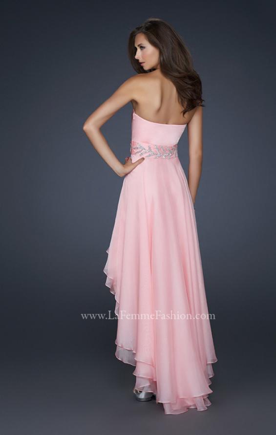 Picture of: Pleated Chiffon Prom Dress with High Low Hem in Pink, Style: 17689, Back Picture